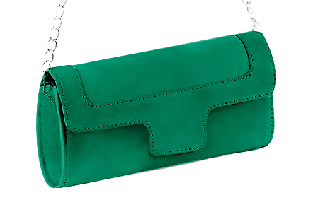 Emerald green women's dress clutch, for weddings, ceremonies, cocktails and parties. Front view - Florence KOOIJMAN